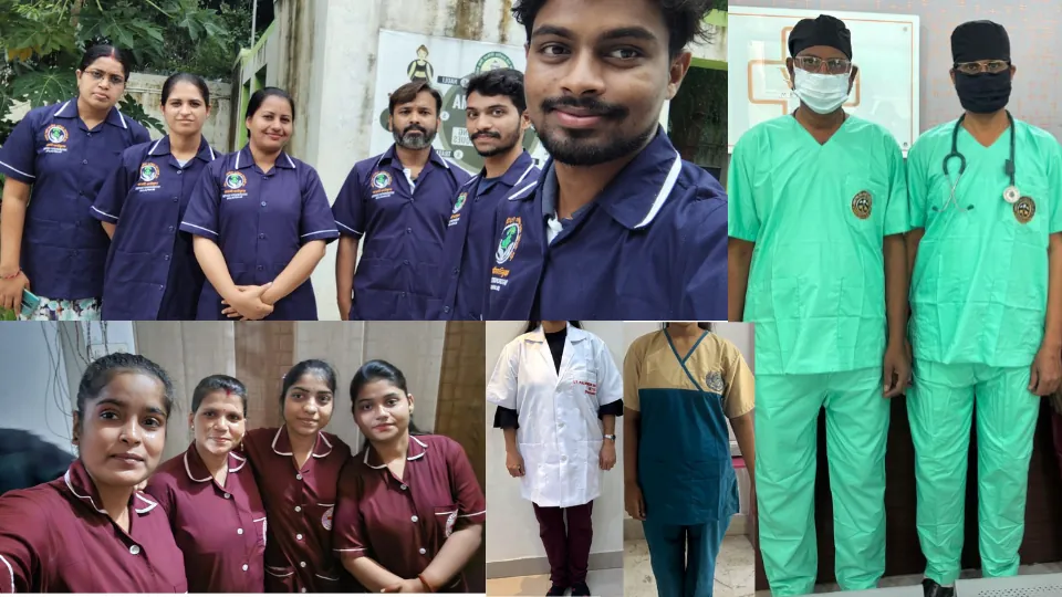 Healthcare professionals in GoldenGown uniforms